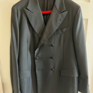 Elegant Black Double-Breasted Tuxedo Blazer